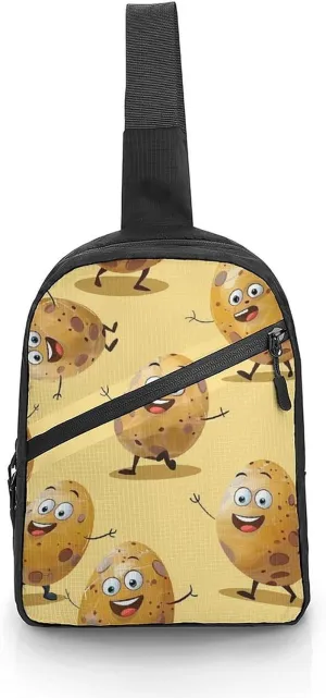 Cartoon Potato Sling Backpack Crossbody Shoulder Bag Casual Chest Bag Travel Hiking Daypack