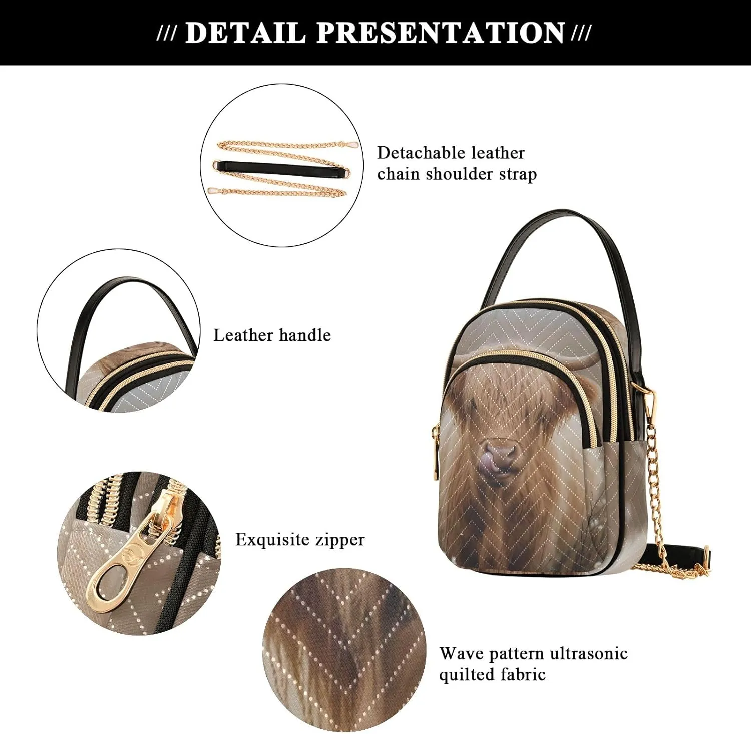 Cartoon Small Handbag Crossbody Bag for Women Quilted Bags Shoulder Purse Phone Wallet Chain Bag