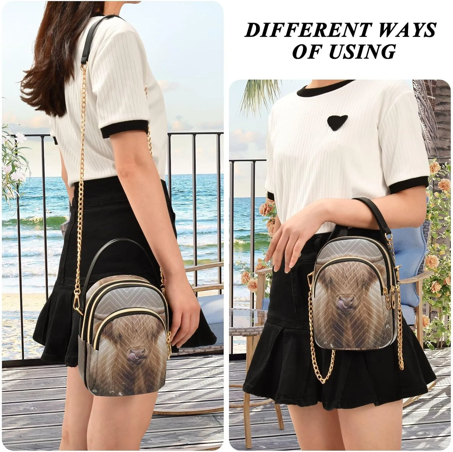 Cartoon Small Handbag Crossbody Bag for Women Quilted Bags Shoulder Purse Phone Wallet Chain Bag