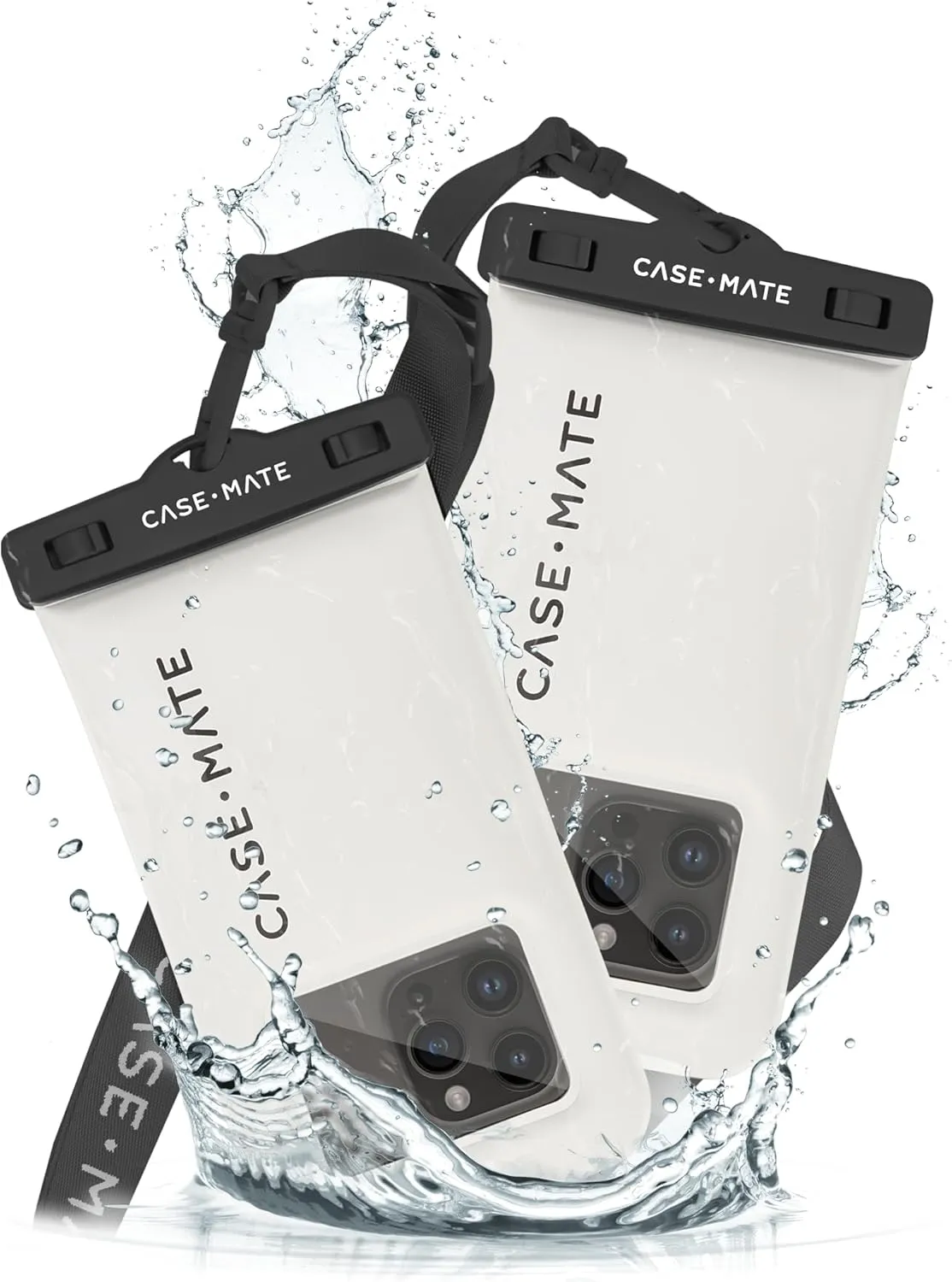 Case-Mate 2 Pack IP68 Waterproof Phone Pouch - Floating Waterproof Phone Case w/Crossbody Lanyard - Beach Cruise Ship Travel Essentials - Compatible w/All Devices, Touchscreen Friendly - Sand Dollar
