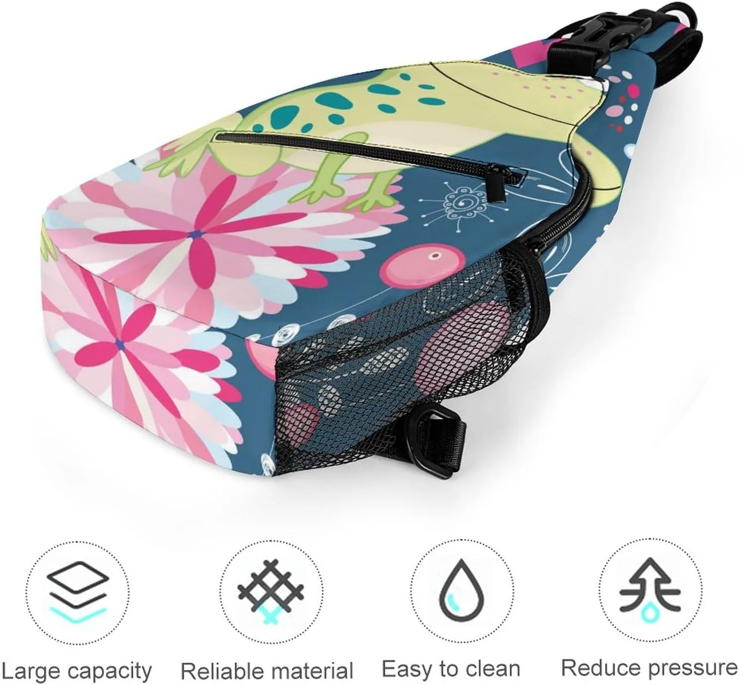 Casual Sling Backpack for Men - Chest Shoulder Crossbody Backpack, Gym Fanny Sack, Compatible with Frog In Love Pattern Satchel Travel Bag Outdoor Hiking Daypack