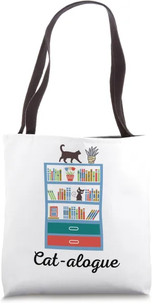 Cat-alogue Reading Funny Cat Read Booklovers Bibliophile Tote Bag