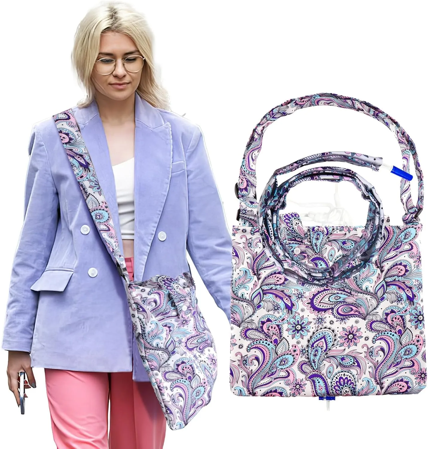 Catheter Bag Holder for 2000ml Catheter Bags,Catheter Bag Covers with Floral Pattern,Urine Bag with Adjustable Strap,Catheter Supplies for Urinary Incontinence Patients (Floral)