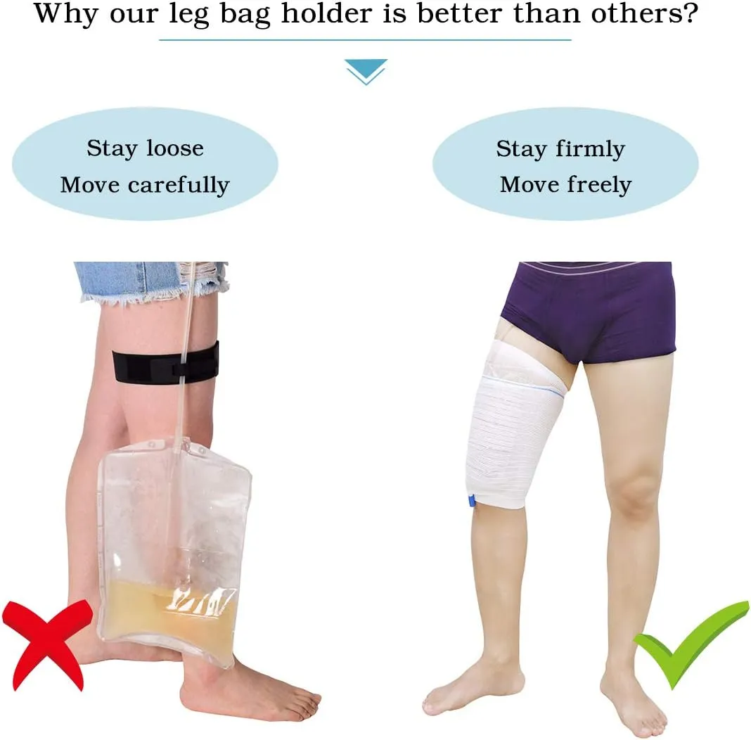 Catheter Leg Bag Holder 2 Count Fabric Catheter Sleeves Urine Leg Bag Holder - Urinary Drainage Bag Stay in Place Urine Bags for Legs Foley Catheter Bag Holder Strap for Men or Women Wheelchairs (XL)