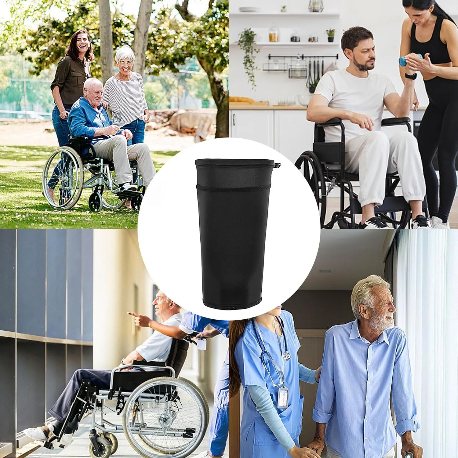 Catheter Leg Bag Holder, Adjustable Catheter Sleeves Urine Leg Bag Holder, Urinary Drainage Bag Stay in Place Urine Bags for Legs Foley Catheter Bag Holder for Women or Men (Black, M)