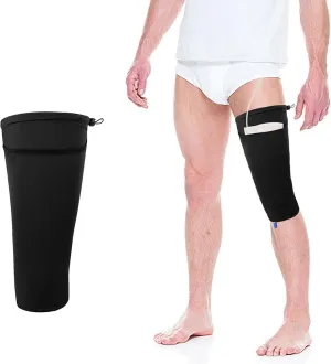Catheter Leg Bag Holder, Adjustable Catheter Sleeves Urine Leg Bag Holder, Urinary Drainage Bag Stay in Place Urine Bags for Legs Foley Catheter Bag Holder for Women or Men (Black, M)