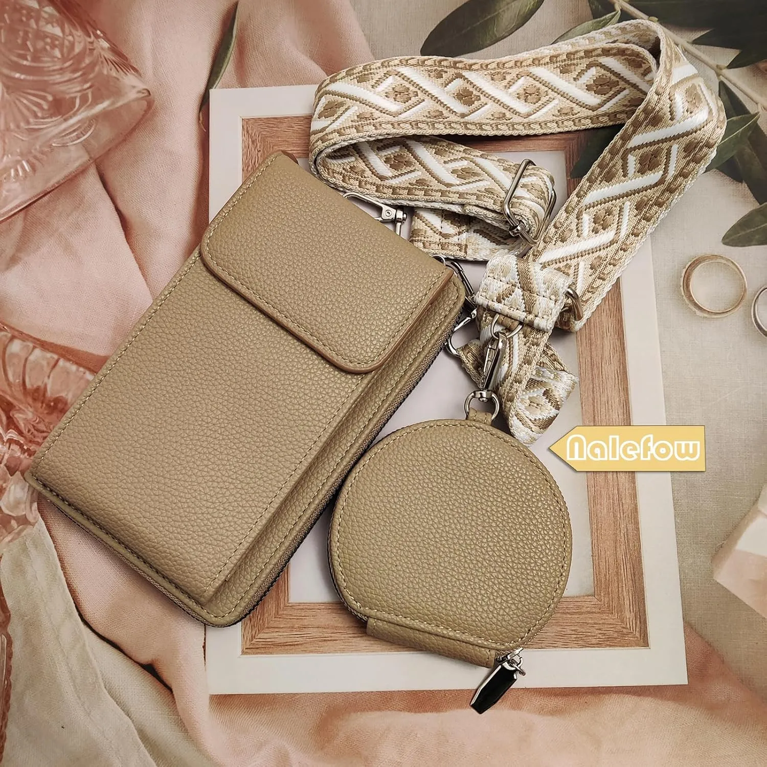 Cell Phone Crossbody Lanyard with Zipper Pouch PU Leather Crossbody Phone Bags Purses with Strap Wallet
