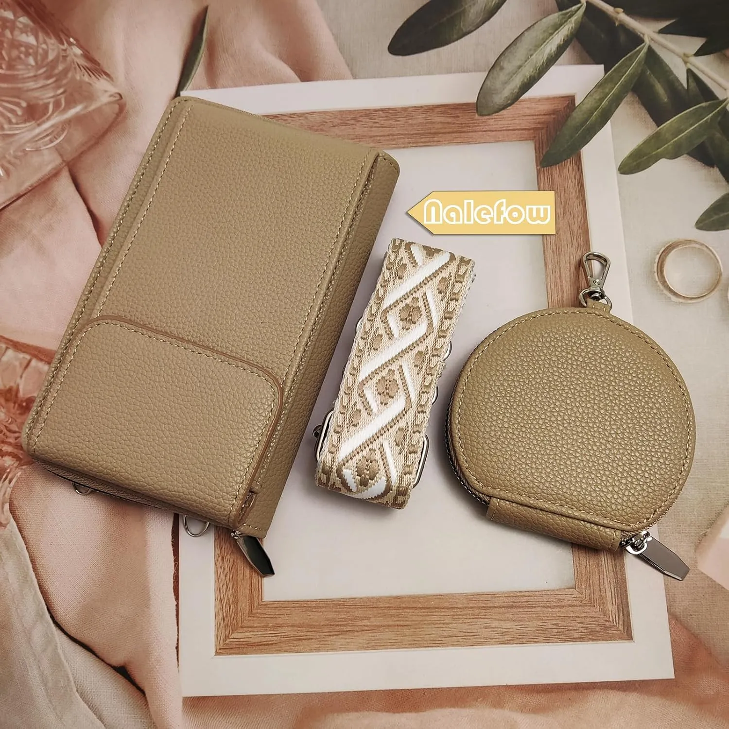 Cell Phone Crossbody Lanyard with Zipper Pouch PU Leather Crossbody Phone Bags Purses with Strap Wallet