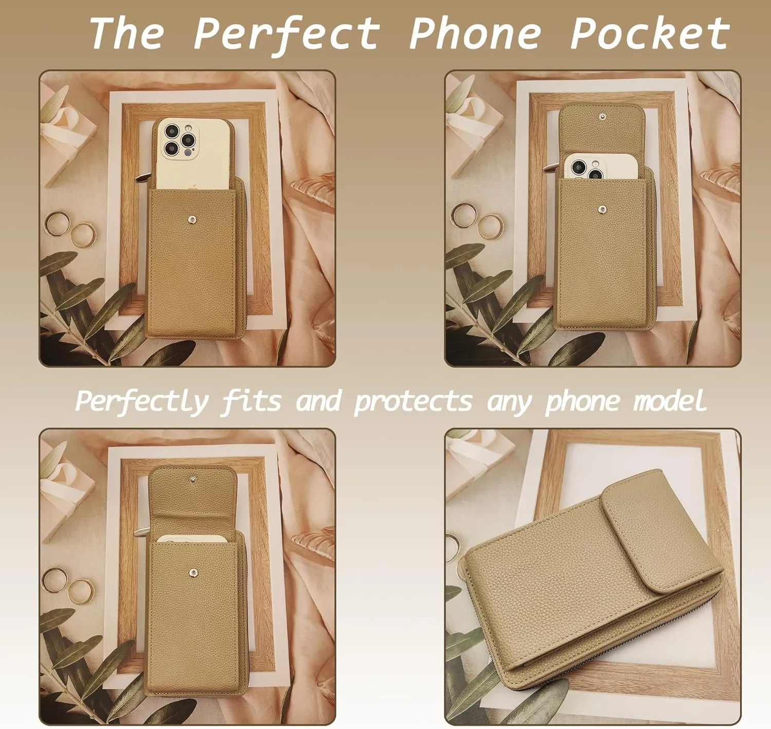 Cell Phone Crossbody Lanyard with Zipper Pouch PU Leather Crossbody Phone Bags Purses with Strap Wallet