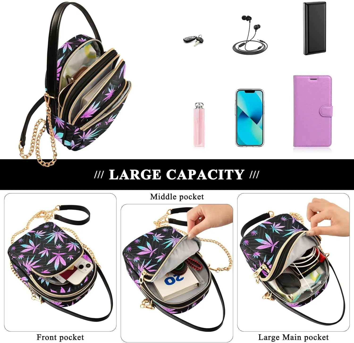 Cell Phone Purse Crossbody Handbag Durable Shoulder Bag Sturdy Travel Pouch