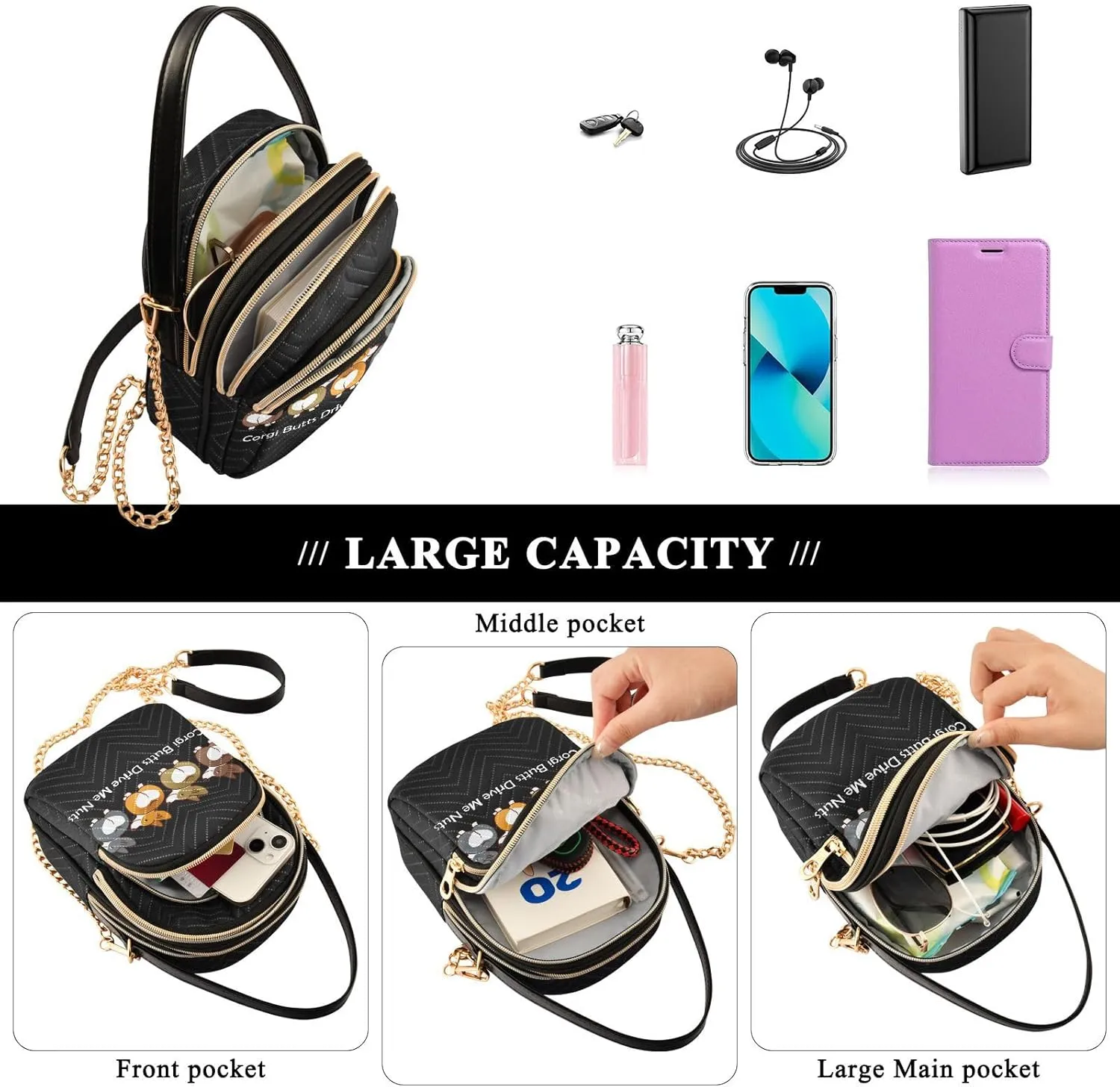 Cell Phone Purse Crossbody Handbag Durable Shoulder Bag Sturdy Travel Pouch