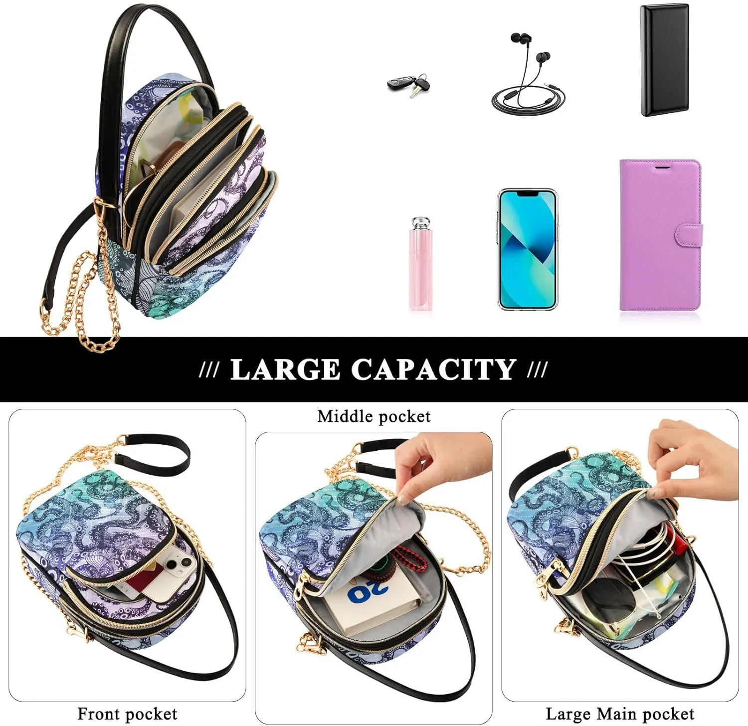 Cell Phone Purse Crossbody Handbag Durable Shoulder Bag Sturdy Travel Pouch