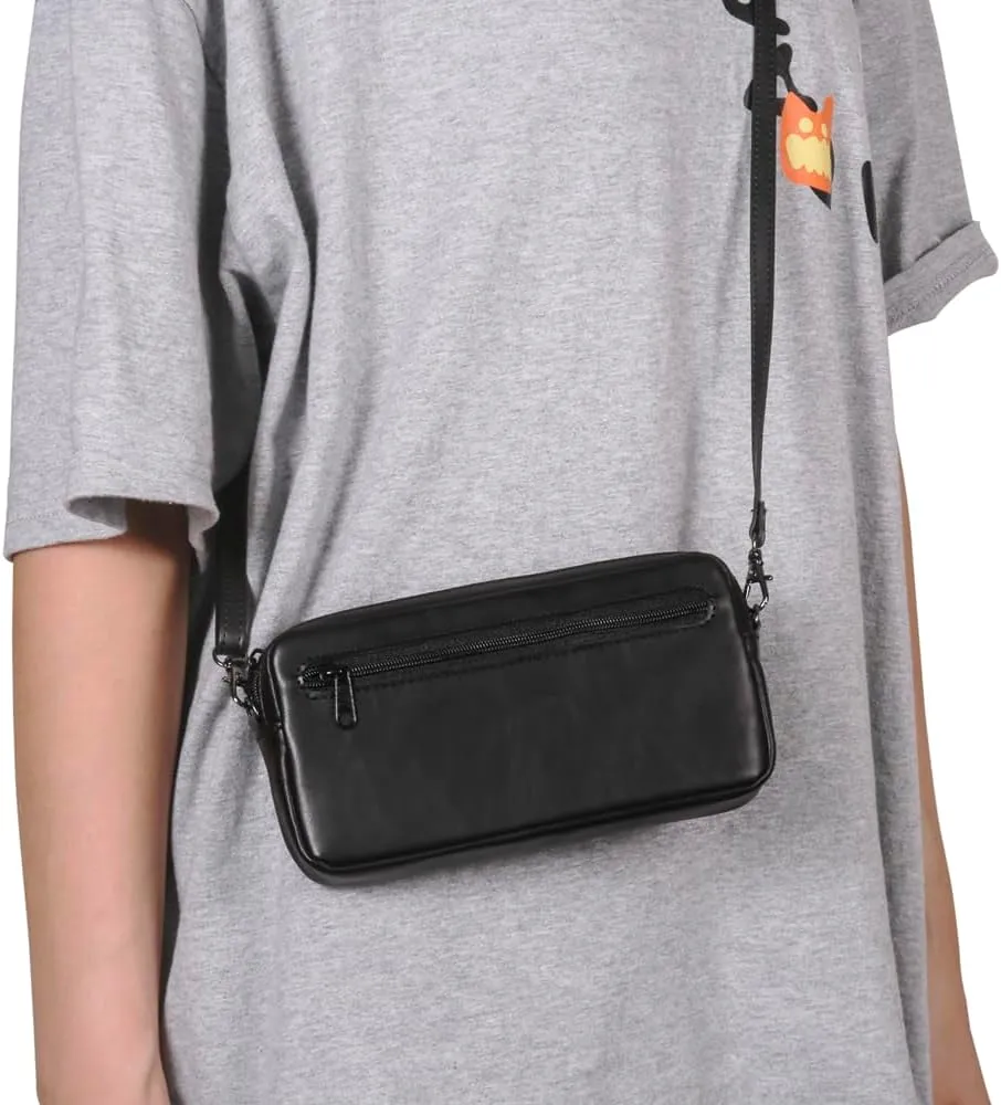 Cell Phone zipper Purse, Leather Small Crossbody Bags for men and women, Crossbody Bag With Shoulder