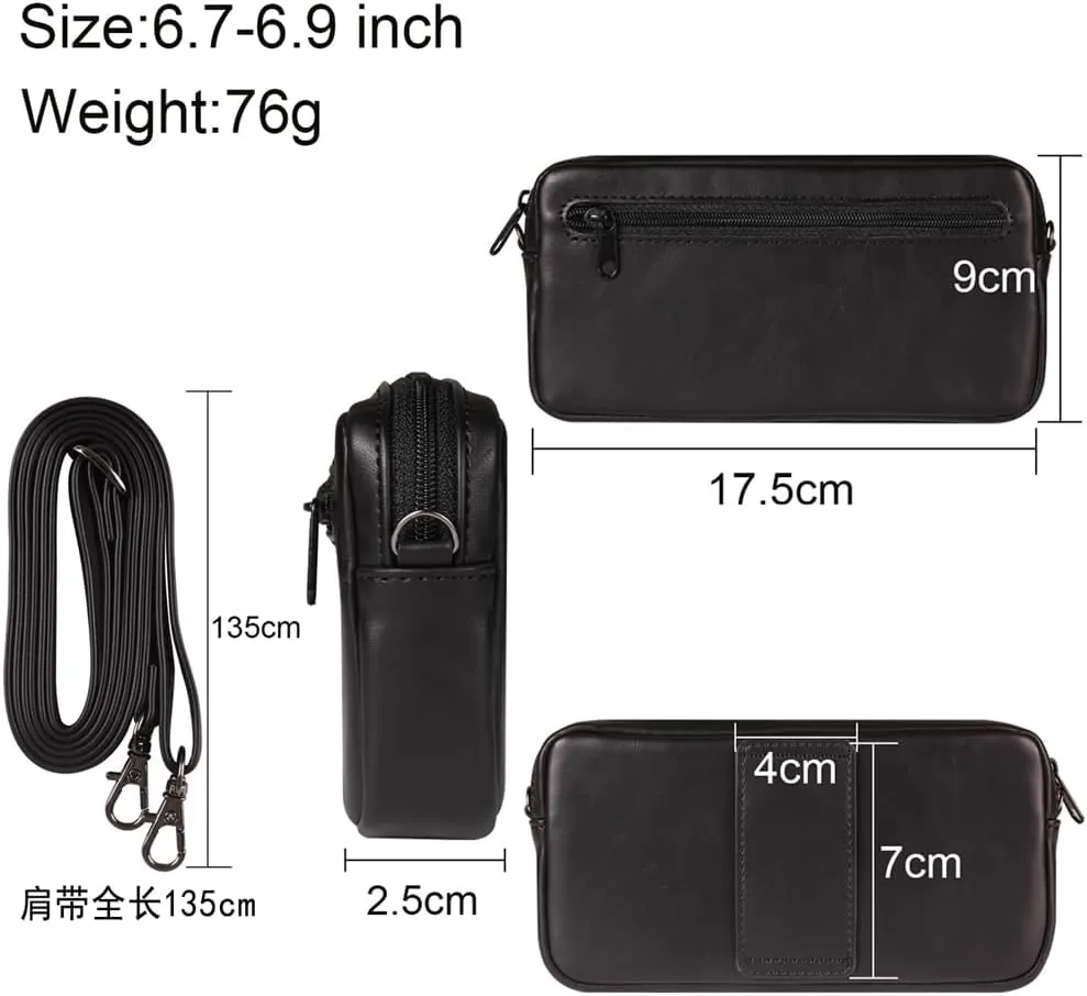 Cell Phone zipper Purse, Leather Small Crossbody Bags for men and women, Crossbody Bag With Shoulder