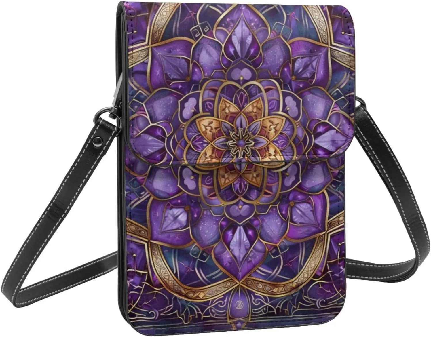Celtic knot good luck design irish purple crossbody cell phone purse for womens lightweight small soft leather fashion travel wallet with adjustable strap