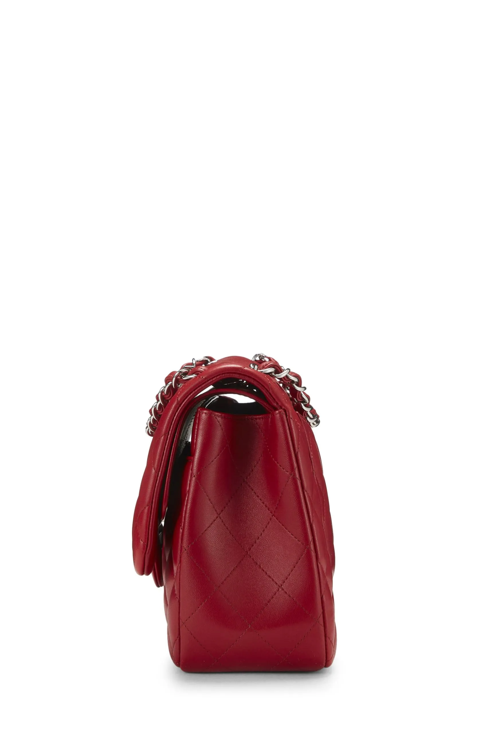 Chanel,  Red Quilted Lambskin New Classic Double Flap Jumbo, Red