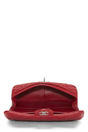 Chanel,  Red Quilted Lambskin New Classic Double Flap Jumbo, Red