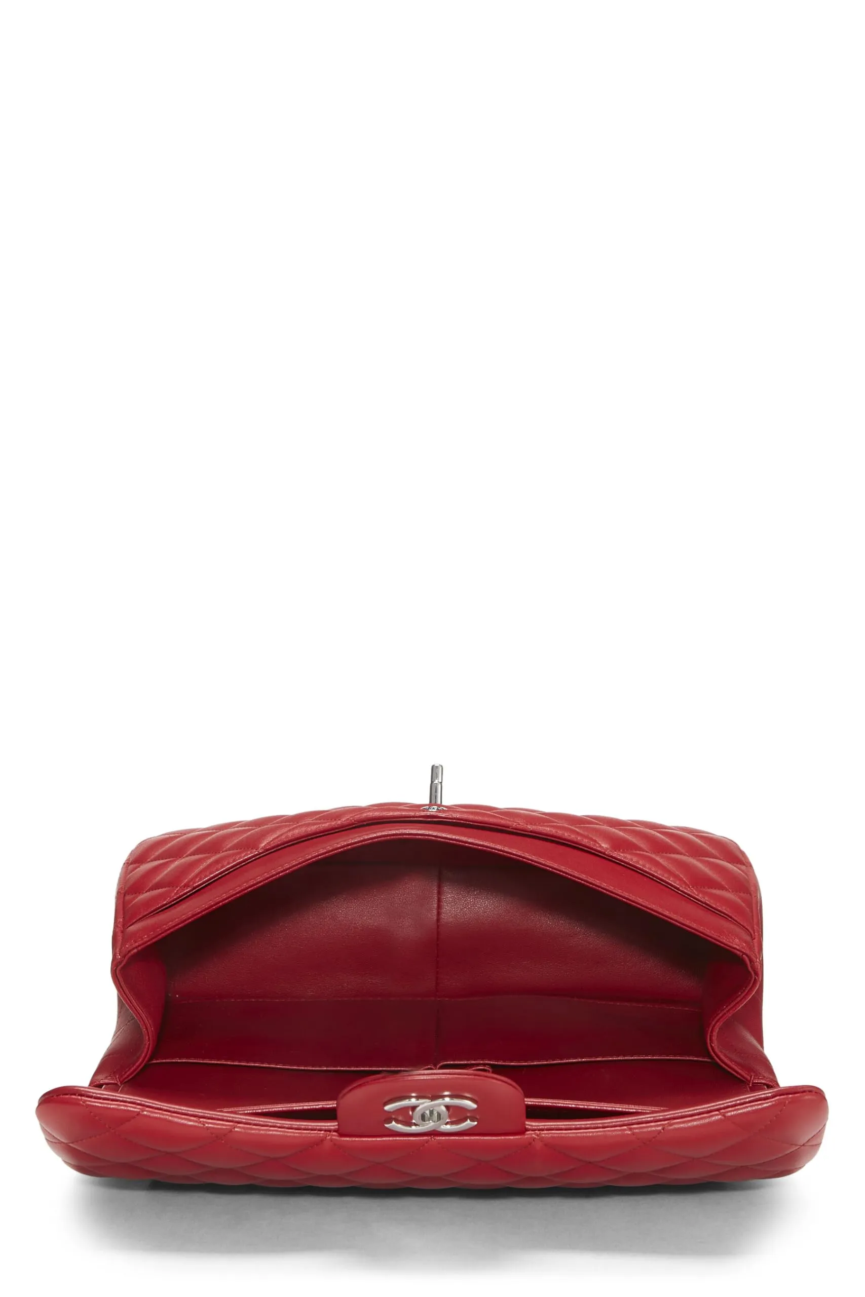 Chanel,  Red Quilted Lambskin New Classic Double Flap Jumbo, Red