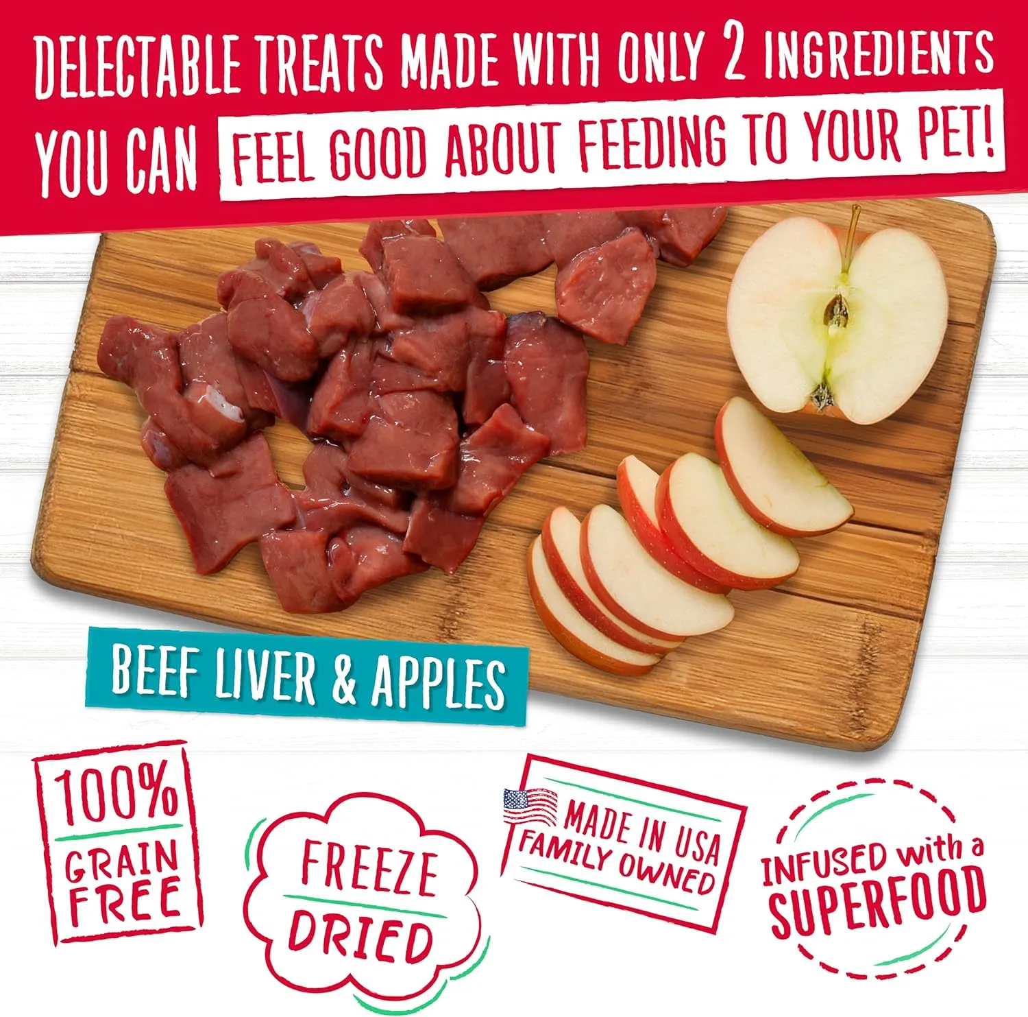 Charlee Bear Grain Free Meaty Bites Freeze Dried Dog Treats with Probiotics, Puppy Training Snacks, Soft Dog Bites Beef Liver with Apple, 2.25 oz Bags (2), Made USA