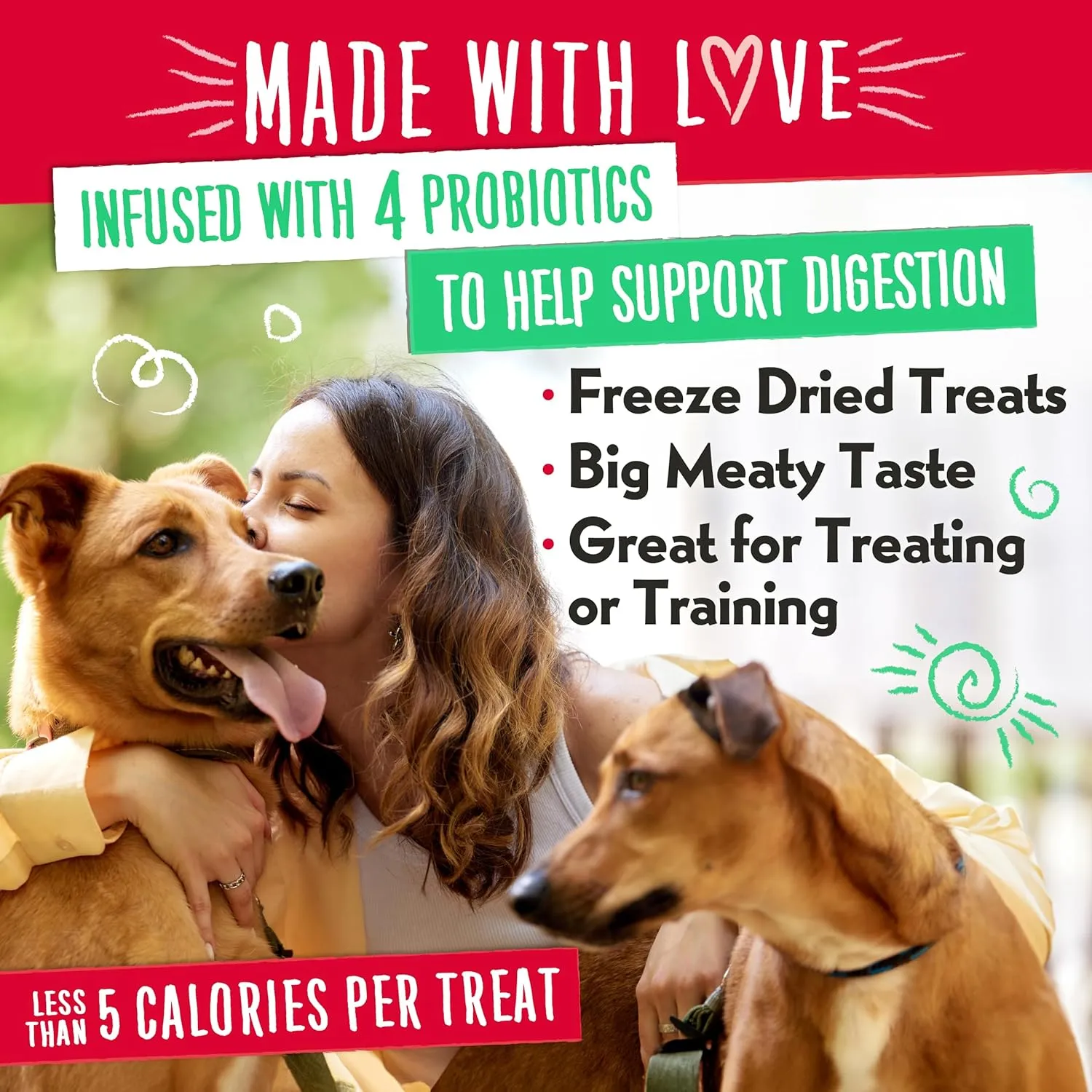Charlee Bear Grain Free Meaty Bites Freeze Dried Dog Treats with Probiotics, Puppy Training Snacks, Soft Dog Bites Beef Liver with Apple, 2.25 oz Bags (2), Made USA