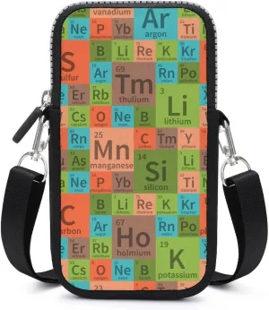 Chemical Periodic Table Crossbody Cell Phone Purse Crossbody Mini Bag Fashion Phone Pouch Wallet with Detachable Strap