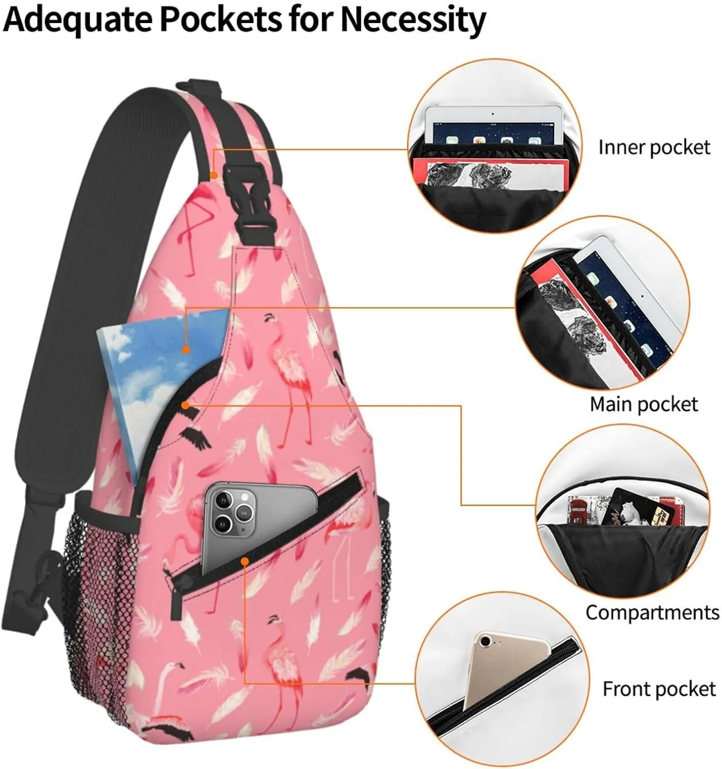 Chest Sling Bag Crossbody Shoulder Backpack Bag Gym Cycling Travel Hiking Daypack Cross Bag