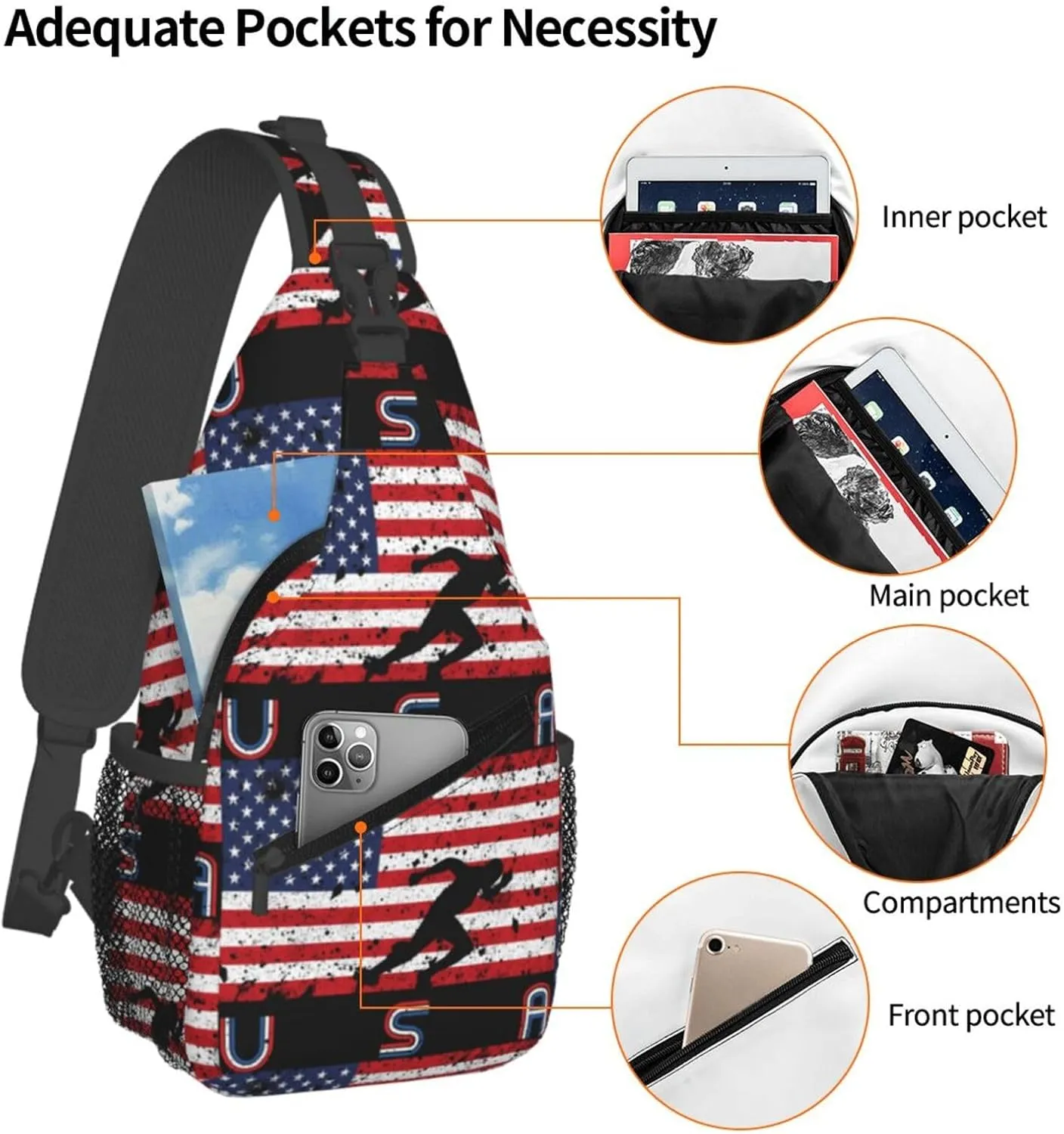 Chest Sling Bag Crossbody Shoulder Backpack Bag Gym Cycling Travel Hiking Daypack Cross Bag
