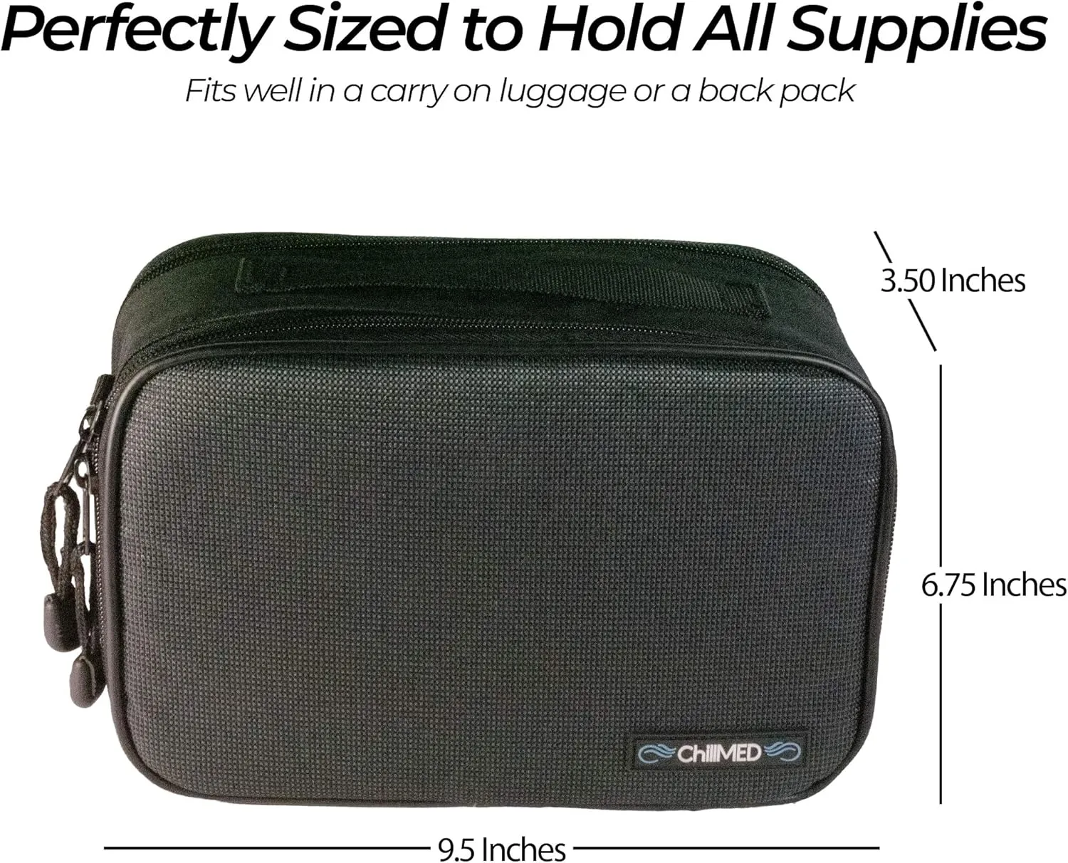 ChillMed® Elite - Weekly Diabetic Travel Case - Insulin Pen & Glucose Meter Organizer with Reusable Ice Pack - Up to 14 Hours of Cool Time (Slate)