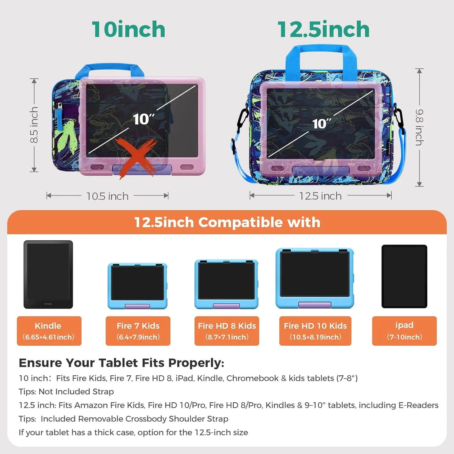 Choco Mocha Kids Tablet Sleeve Bag for Boys & Girls, (10-12.5Inch)