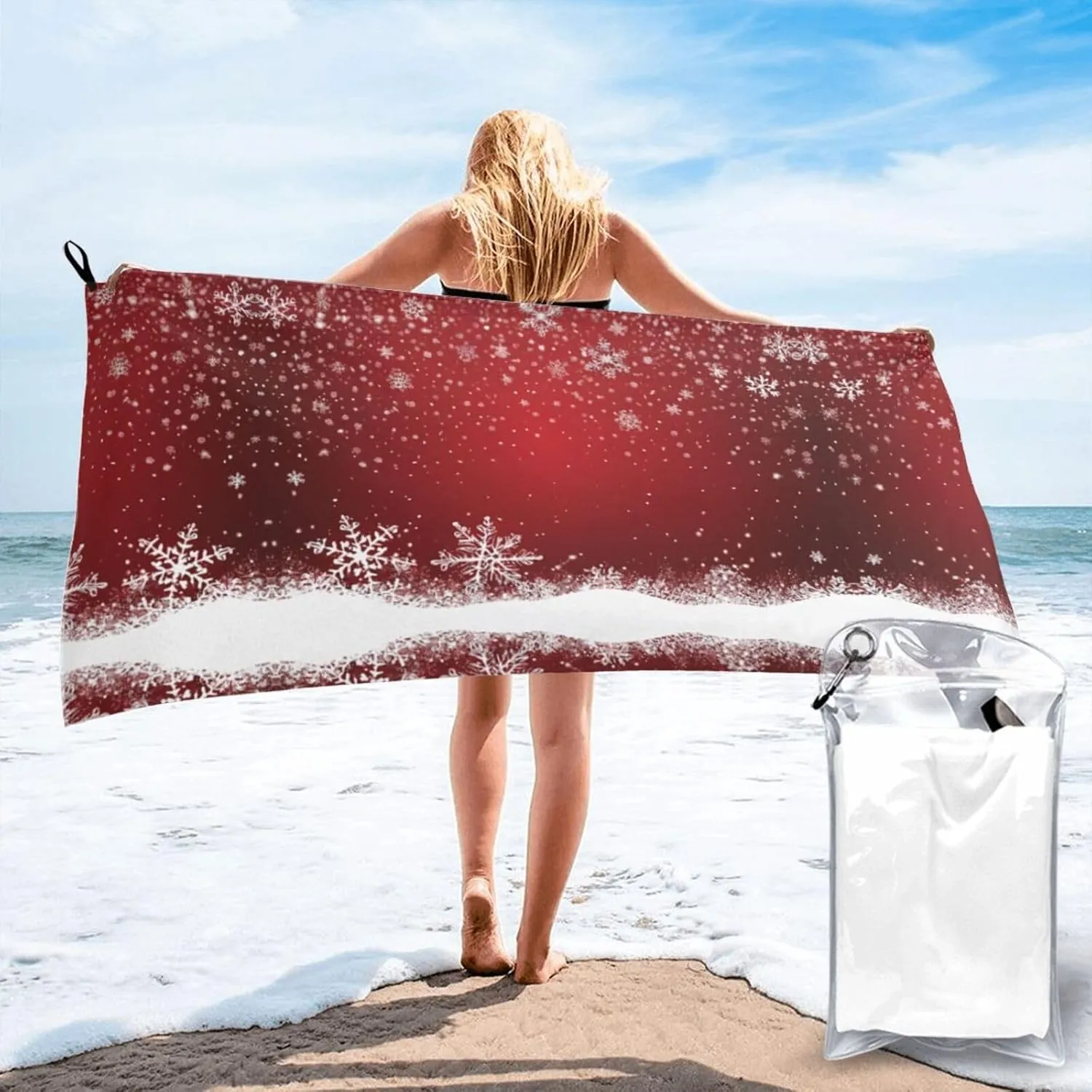 Christmas Premium Compact Microfiber Travel Towel-Featherlight & Quick Dry,Sand-Resistant Beach Towel for Swimming,Camping,Vacation Essentials with Carry Pouch