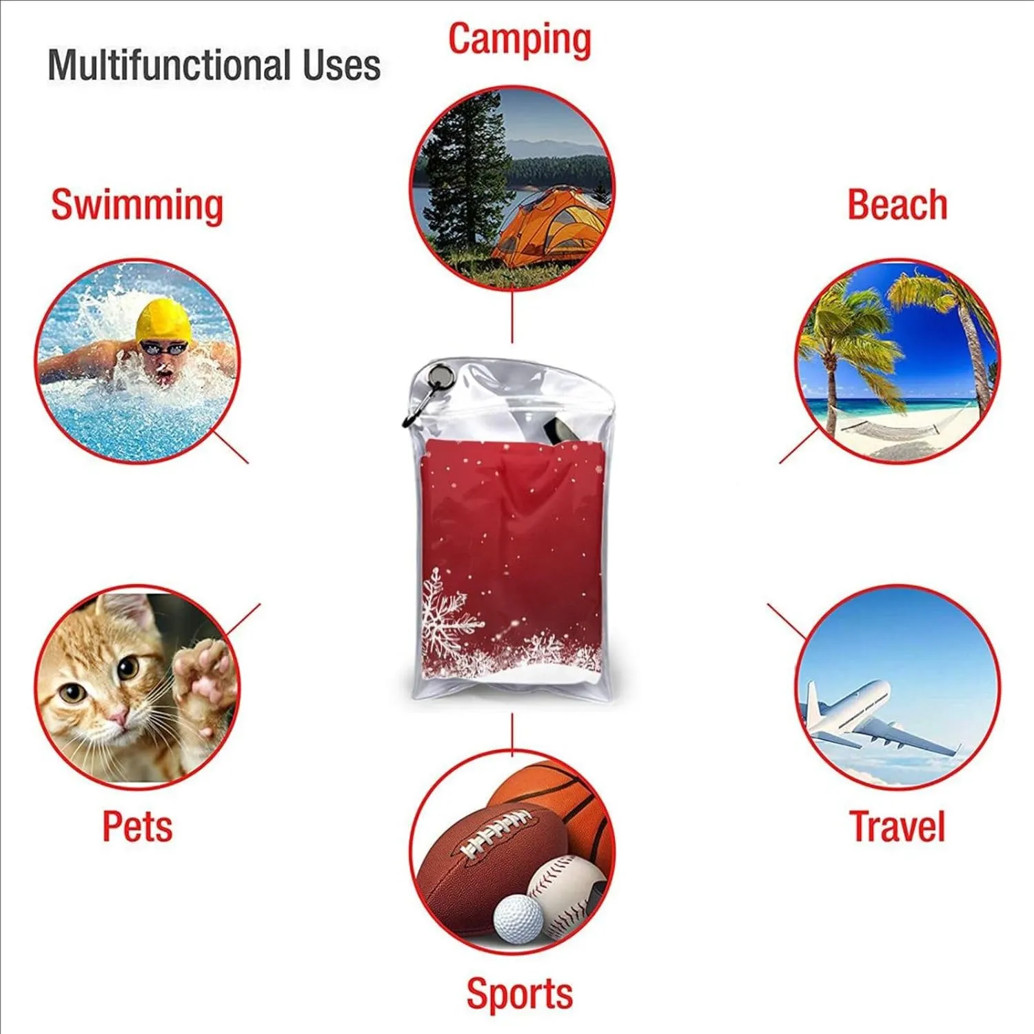 Christmas Premium Compact Microfiber Travel Towel-Featherlight & Quick Dry,Sand-Resistant Beach Towel for Swimming,Camping,Vacation Essentials with Carry Pouch