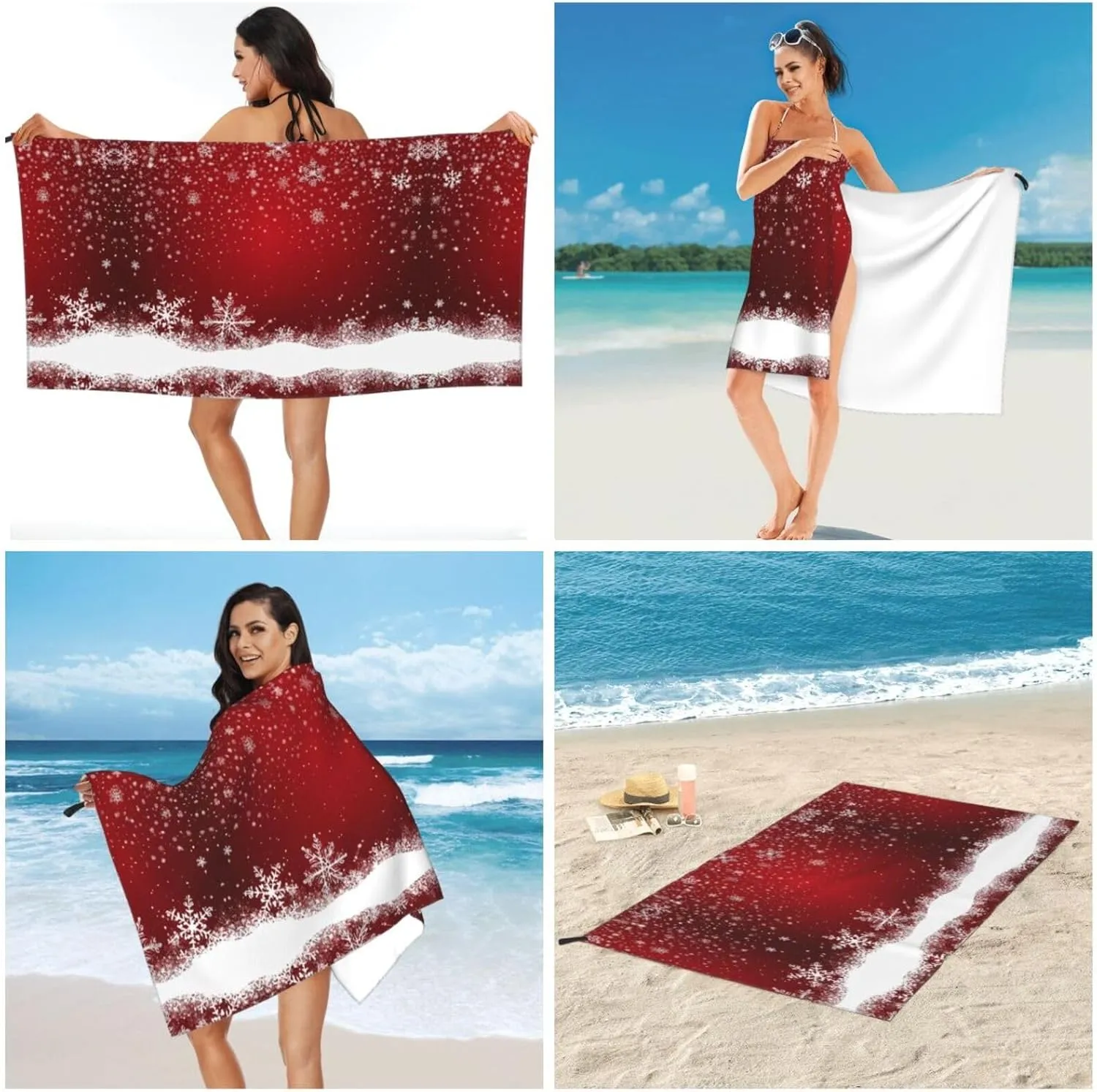 Christmas Premium Compact Microfiber Travel Towel-Featherlight & Quick Dry,Sand-Resistant Beach Towel for Swimming,Camping,Vacation Essentials with Carry Pouch