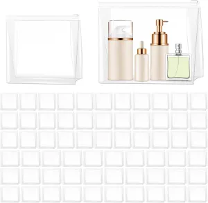 Circloophs 80 Pack Mini Clear Makeup Bag Organizer Cosmetic Zipper Pouch Small Travel Pouches for Toiletries Transparent EVA Reusable Wash Bags Waterproof Plastic Clear Gift Bags Bulk, Mixed Size