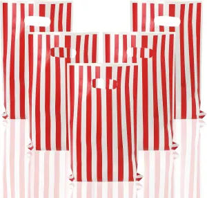 Circus Carnival Treat Bags - 50 Pcs Red and White Stripe Plastic Goodie Storage Bags for Party Birthday Favor
