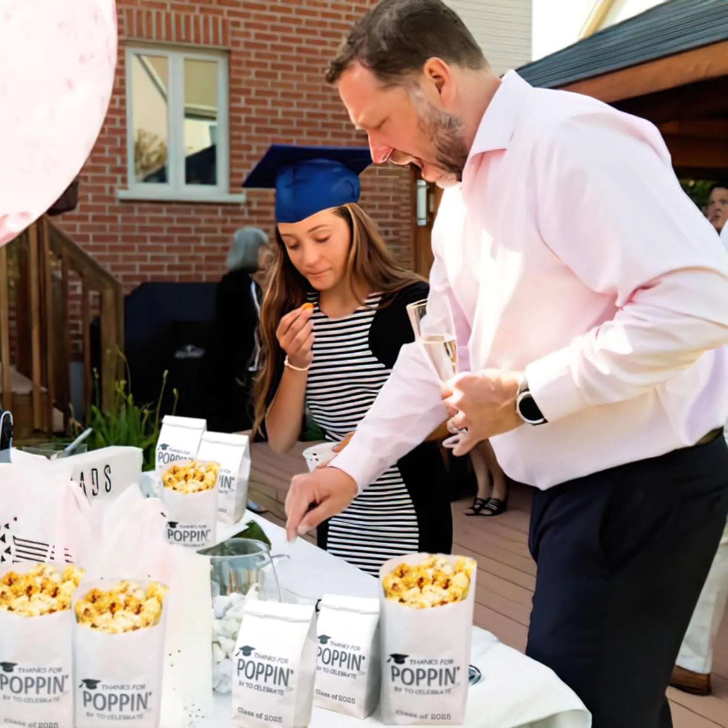 Class of 2025 Graduation Party Favors Popcorn Bags Graduation Treat Snack Goodie Cookie Thanks for Poppin By to Celebrate Grease Resistant Paper Bags (100)