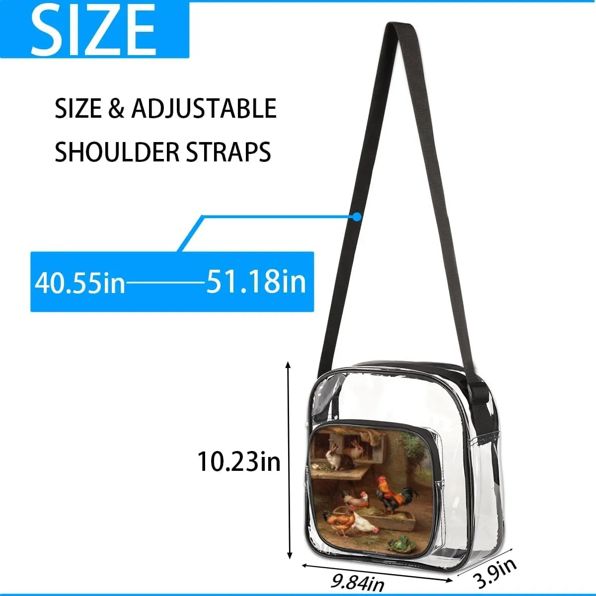 Clear Crossbody Bag Stadium Approved for Women and Men Transparent Messenger Shoulder Bag Clear Purse Bag