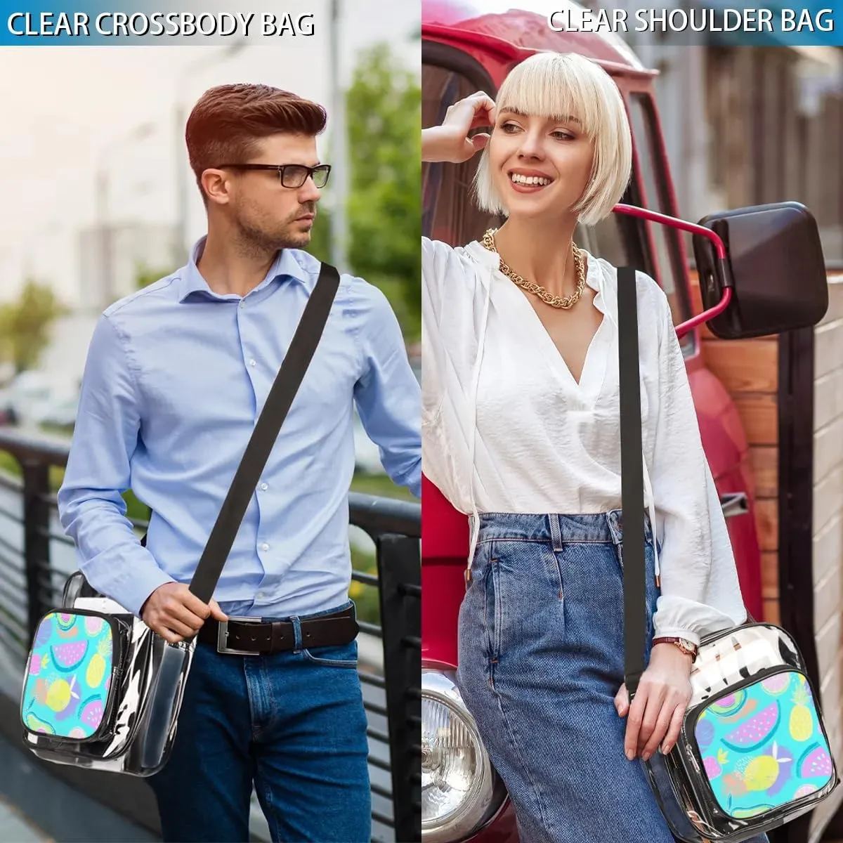 Clear Crossbody Bag Stadium Approved for Women and Men Transparent Messenger Shoulder Bag Clear Purse Bag