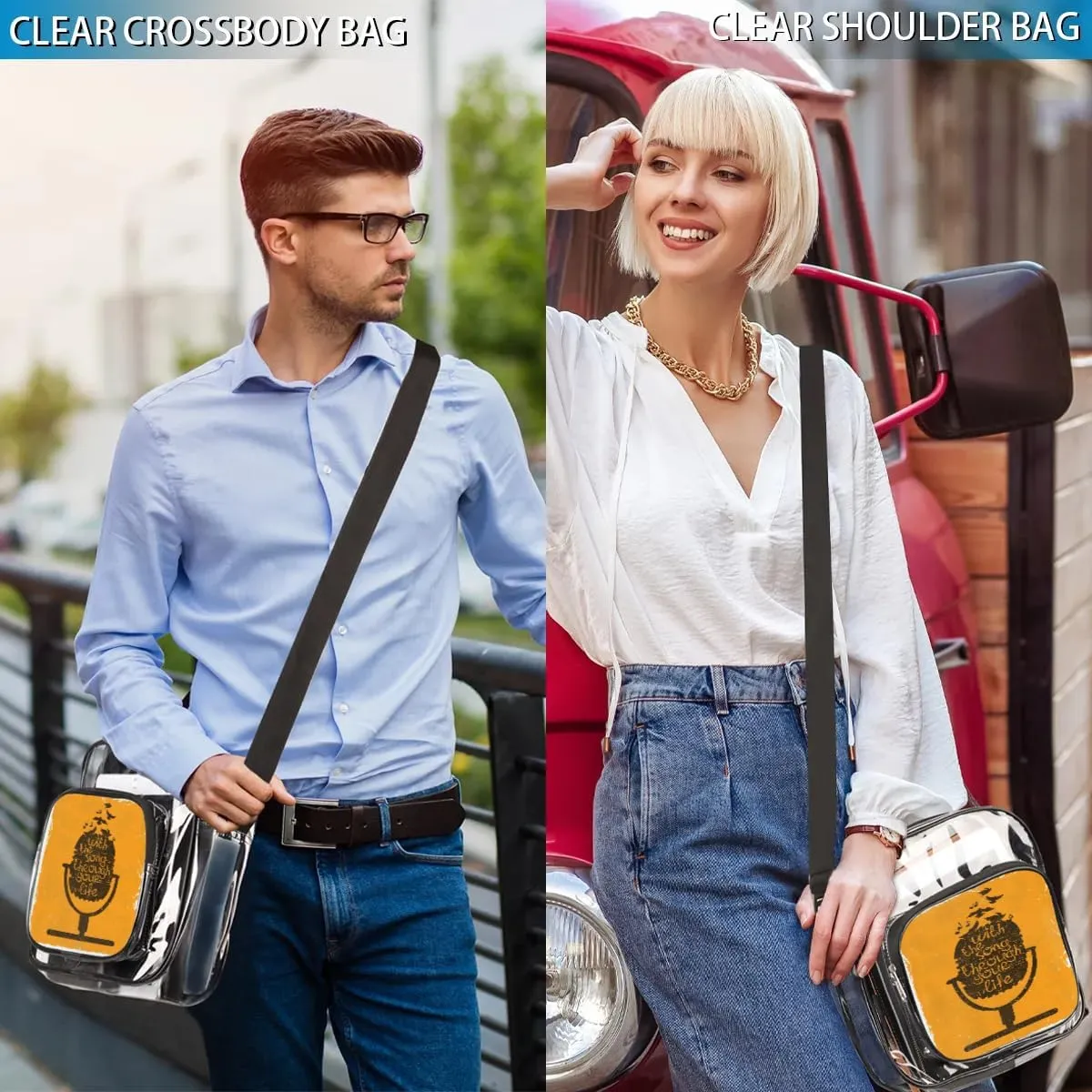 Clear Crossbody Bag Stadium Approved for Women and Men Transparent Messenger Shoulder Bag Clear Purse Bag