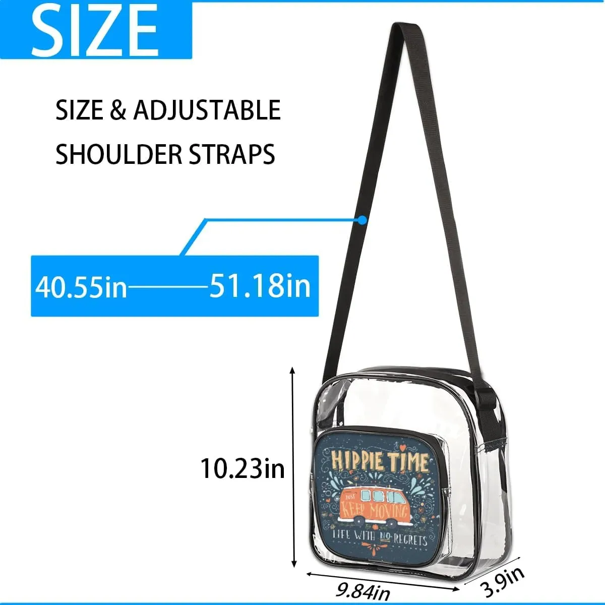 Clear Crossbody Bag Stadium Approved for Women and Men Transparent Messenger Shoulder Bag Clear Purse Bag