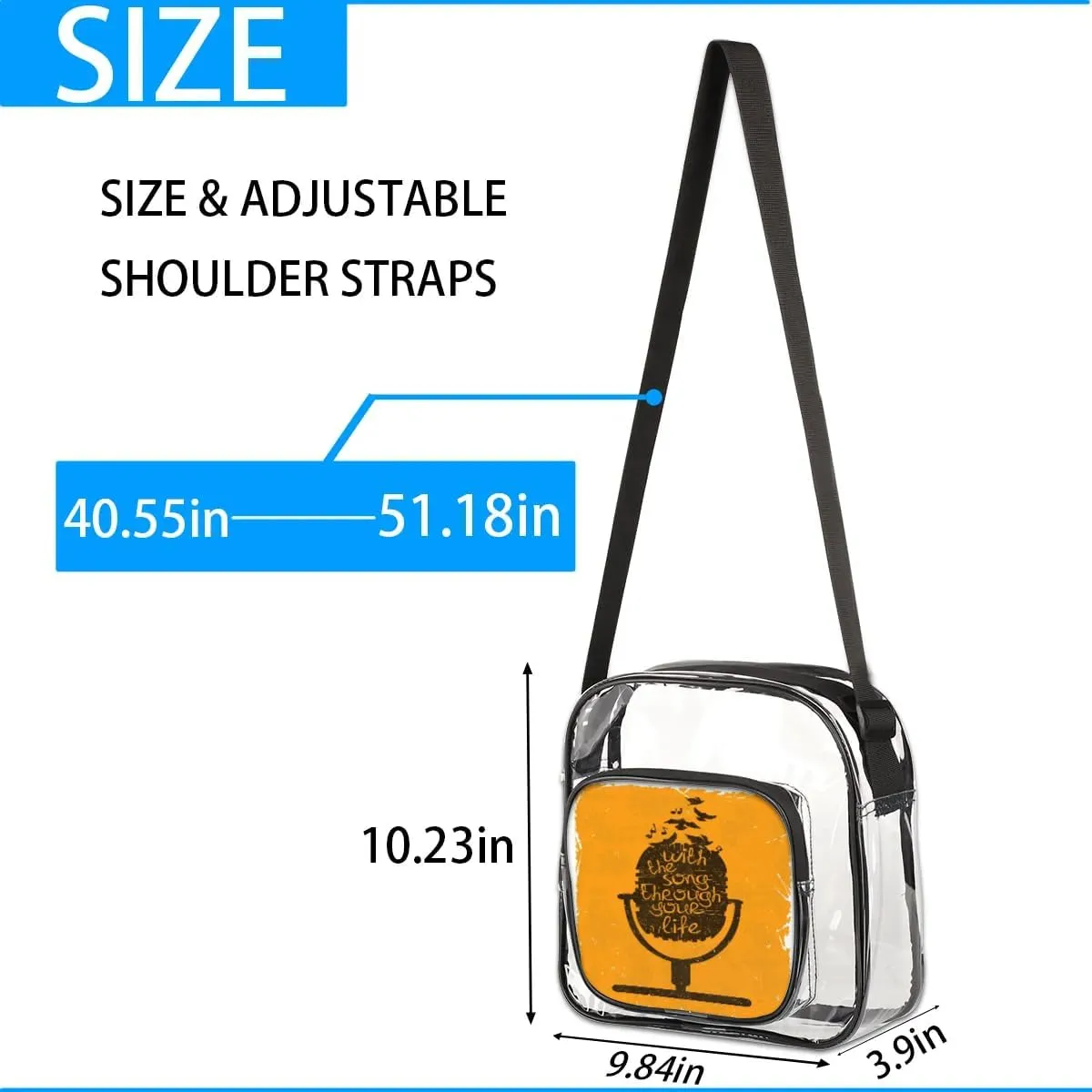 Clear Crossbody Bag Stadium Approved for Women and Men Transparent Messenger Shoulder Bag Clear Purse Bag