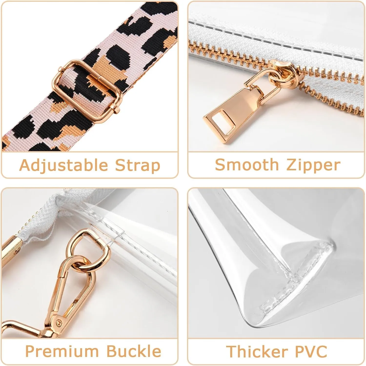 Clear Purse for Women - Stadium Approved Crossbody Bag, Small Stadium Bag for Concerts & Sports Events