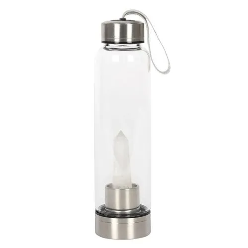 Clear Quartz Energising Glass Water Bottle