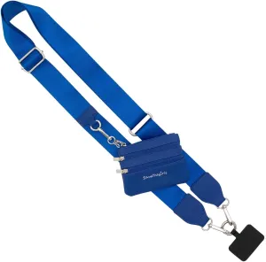 Clip and Go Phone Strap Solid (Royal Blue - Blue Pouch) - Crossbody Phone Strap Chain with Zipper Wallet Pouch – Phone Lanyard with Zippered Pouch