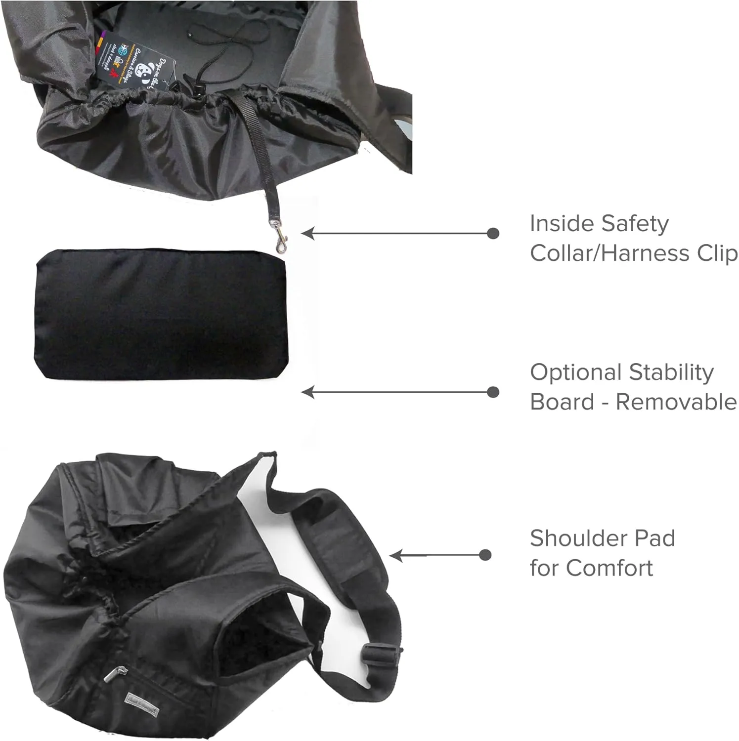 Cloak & Dawggie Dog Sling Carrier Tiny XXS Extra Extra Small Dogs, Puppy Toy Teacup Wearable Adjustable Pet Cross Body Shoulder Bag Waterproof Nylon Travel My Canine Kids (8722) (3-7 lbs, Black)