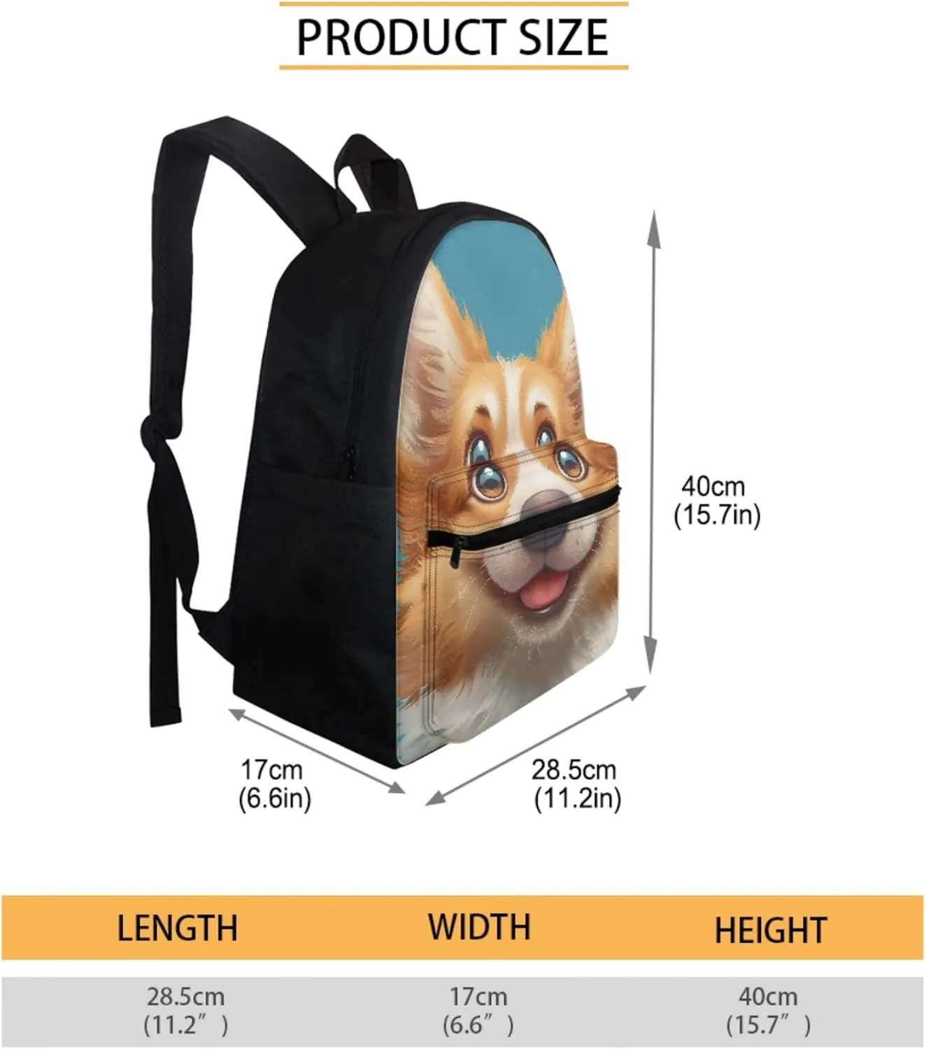 CLOHOMIN Corgi Backpack with Lunch Box for Kids Boys Dog Book Bags for Girls 10-12 Years Old, School Bag with Lunch Bag Set of 4 Cute Bookbag and Lunch Tote Pencil Case Water Bottle Bag, Blue