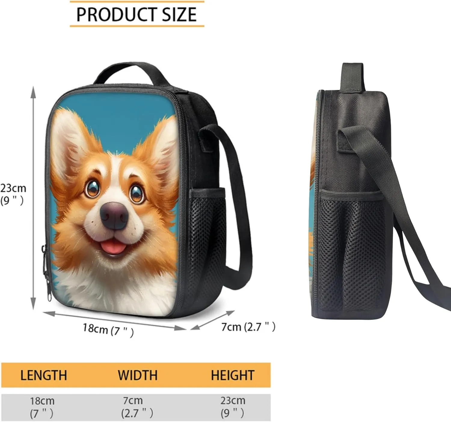 CLOHOMIN Corgi Backpack with Lunch Box for Kids Boys Dog Book Bags for Girls 10-12 Years Old, School Bag with Lunch Bag Set of 4 Cute Bookbag and Lunch Tote Pencil Case Water Bottle Bag, Blue