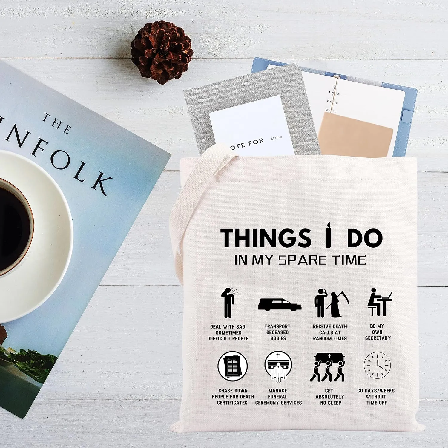 CMNIM Funeral Director Gifts for Women Tote Bag Mortician Handbag for Mortuary Science Student Embalmer Last Responder Gifts