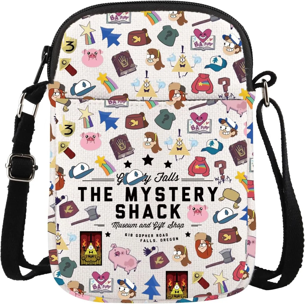CMNIM Mystery Shack Gifts Bill C-ipher Crossbody Bag Cartoon Inspired Gifts for Cartoon Lovers Fans Family Vacation Gifts