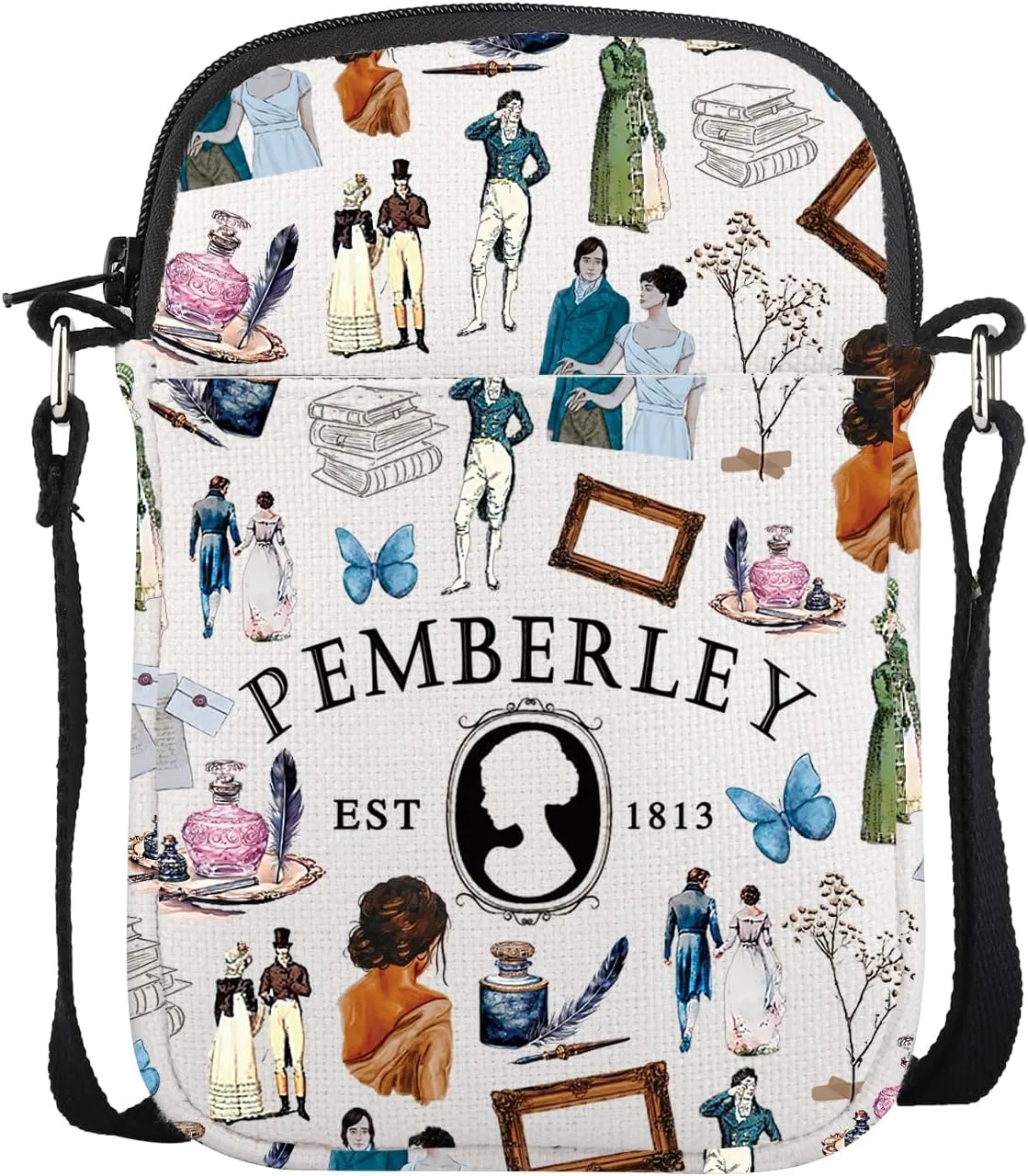 CMNIM Prejudice Merch Gifts Austen Mini Crossbody Bags Literary Gifts Pride 1813 Shoulder Bag for Book Lover Gifts