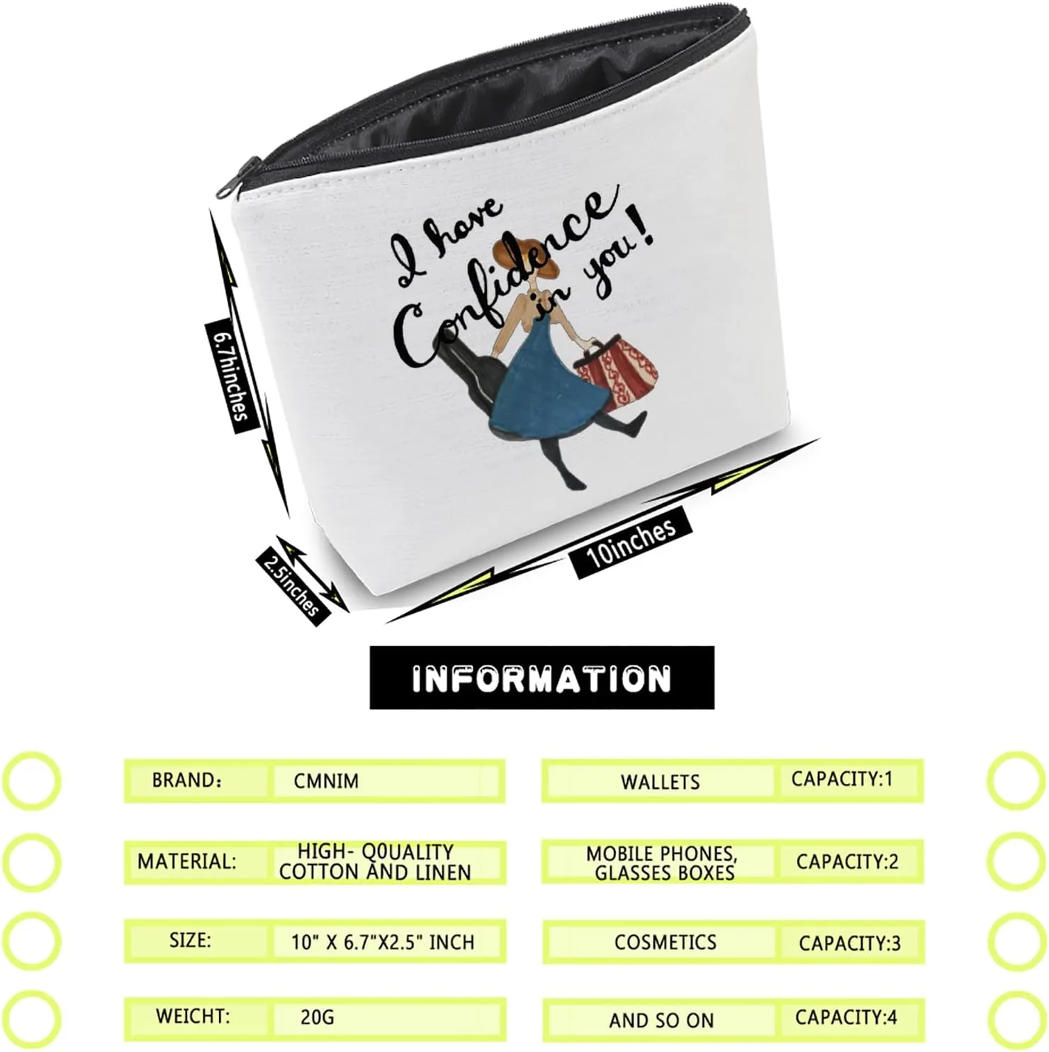 CMNIM The Sound of Inspired Music Gifts Makeup Bag Musical Movie Pouch I Have Confidence In You Theater Accessories Party Gift